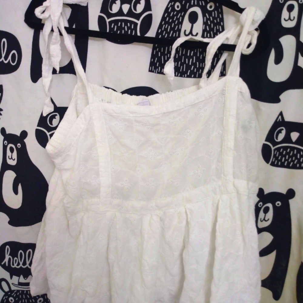 White eyelet embroidered lace cami